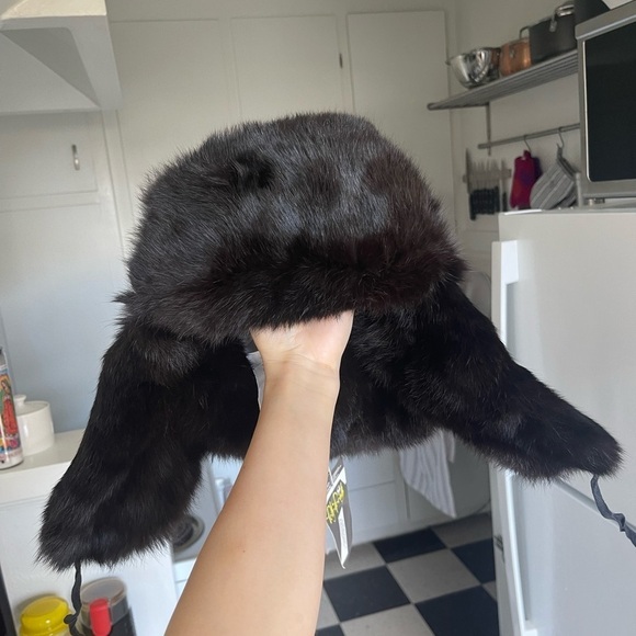 Vintage 60s Russian Mink Fur Ushanka Winter Hat - Picture 7 of 13